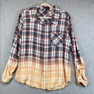 Dear John colorful button down M coastal cowgirl western ombré effect roll tab